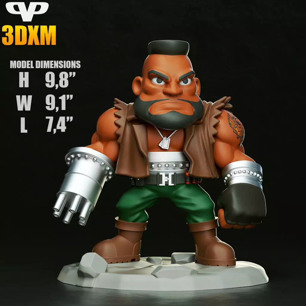 FFVII Barret Chibi STL for 3D Printing 3DXM ChibiSTL 3D print model_5