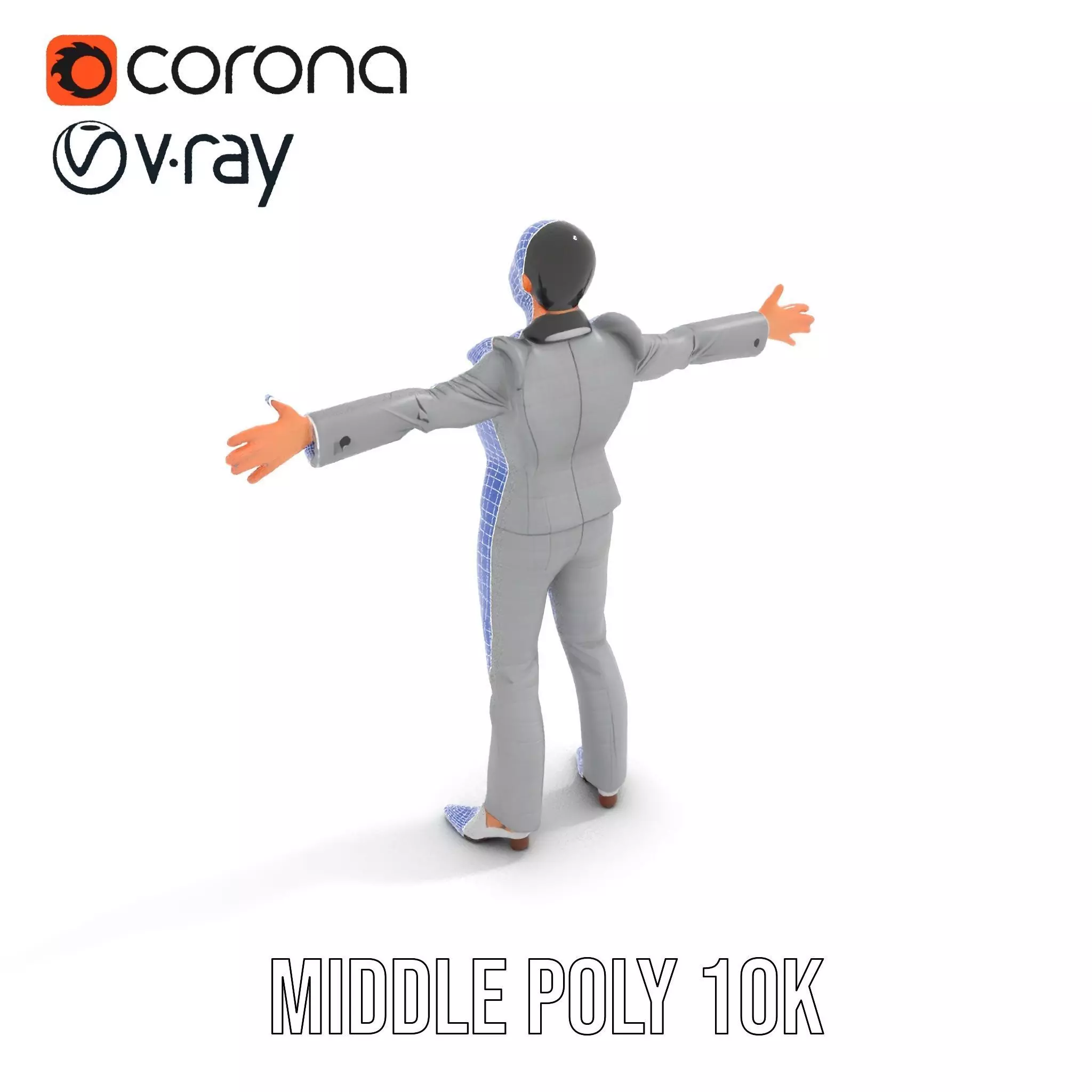 Business Attire Female Model Pack for Presentations Low-poly 3D model_7