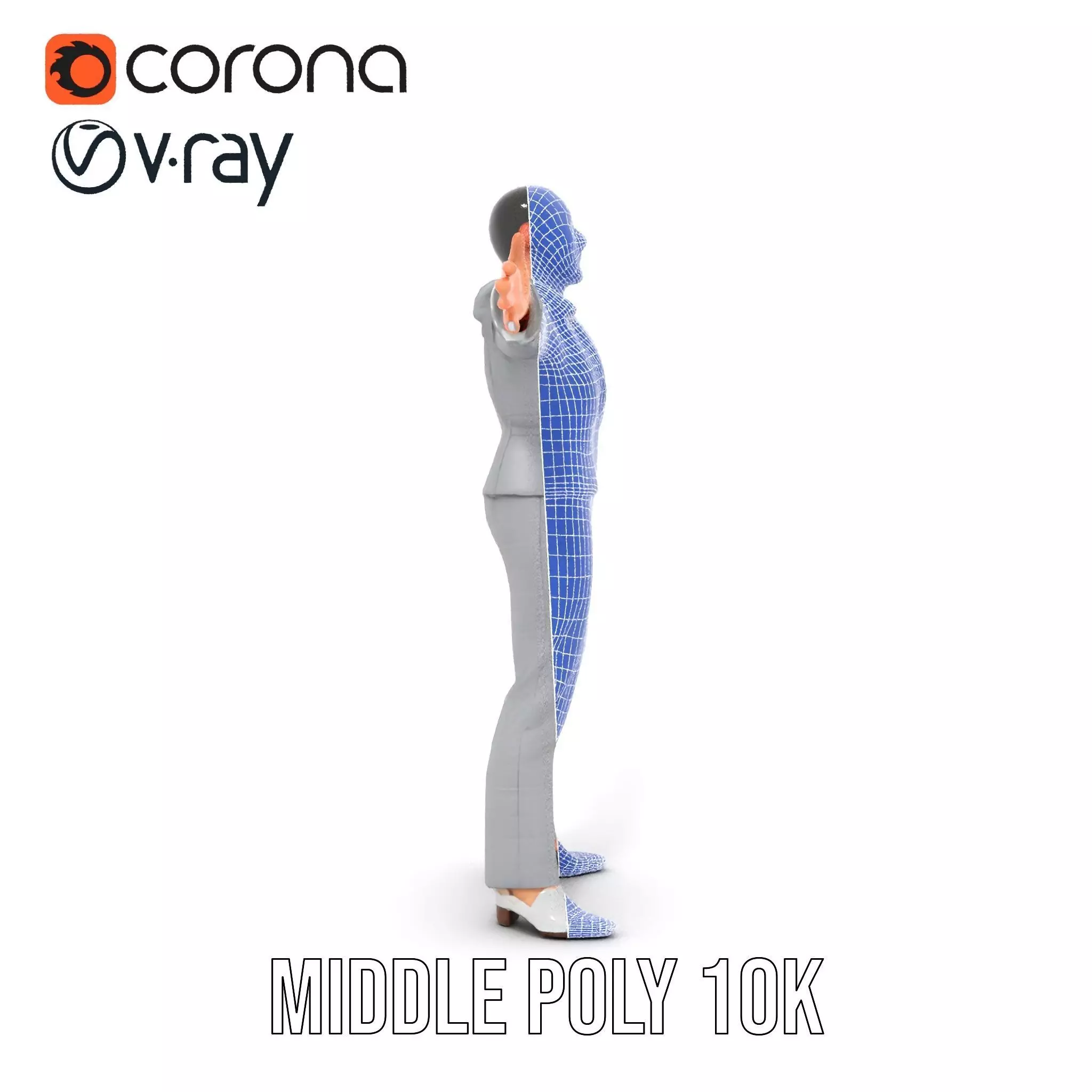 Business Attire Female Model Pack for Presentations Low-poly 3D model_28