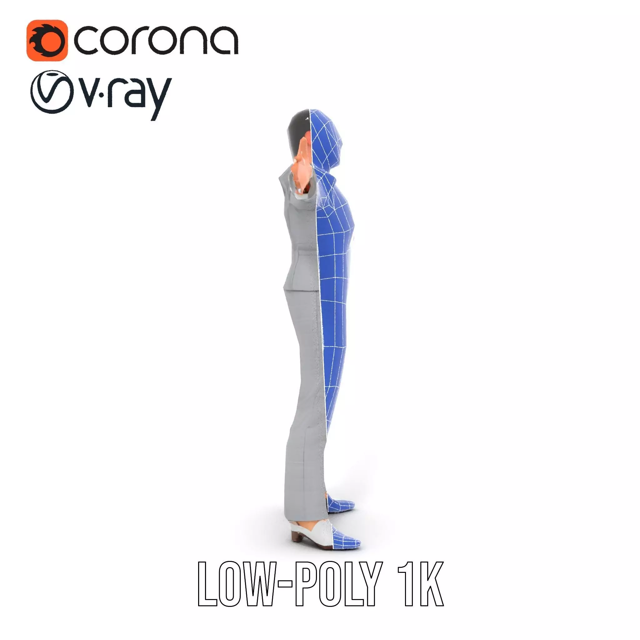 Business Attire Female Model Pack for Presentations Low-poly 3D model_23