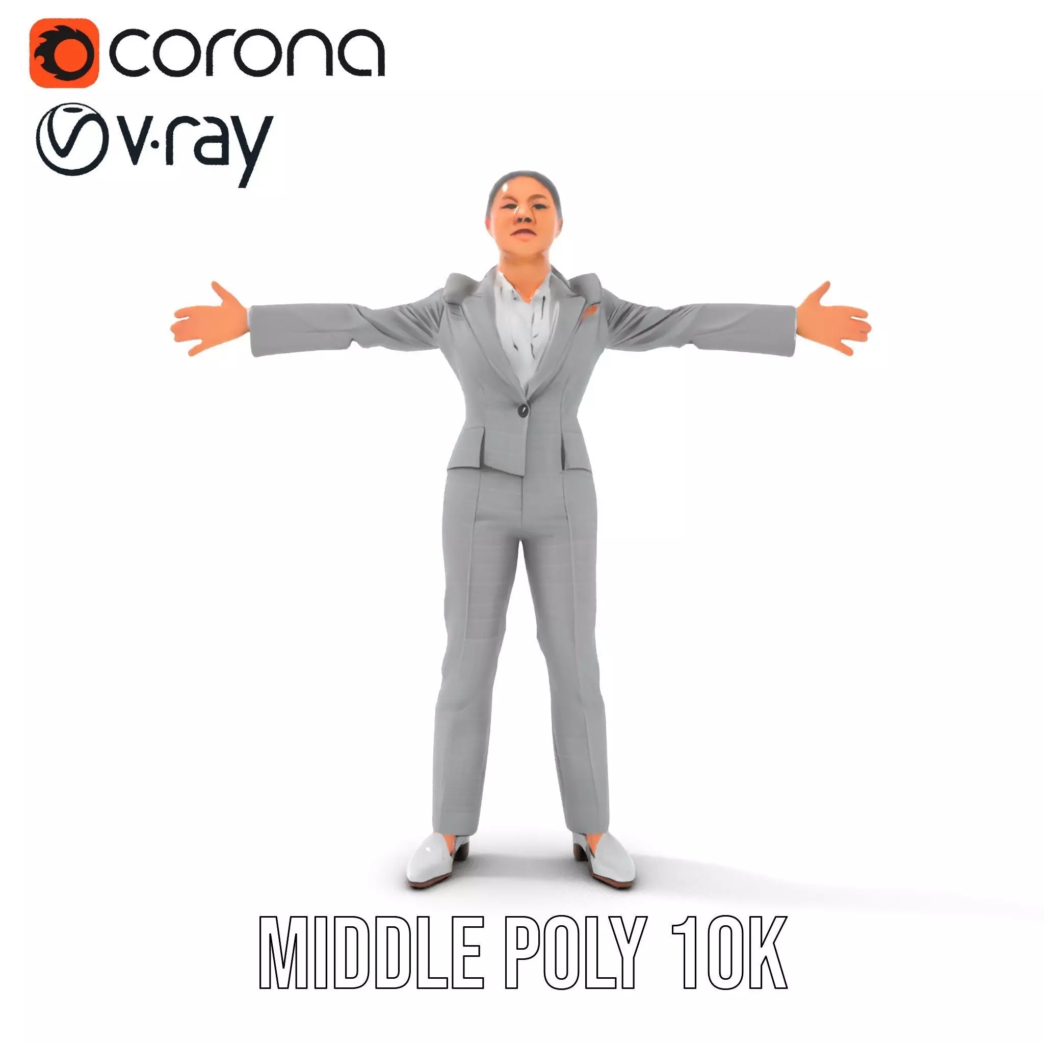 Business Attire Female Model Pack for Presentations Low-poly 3D model_19