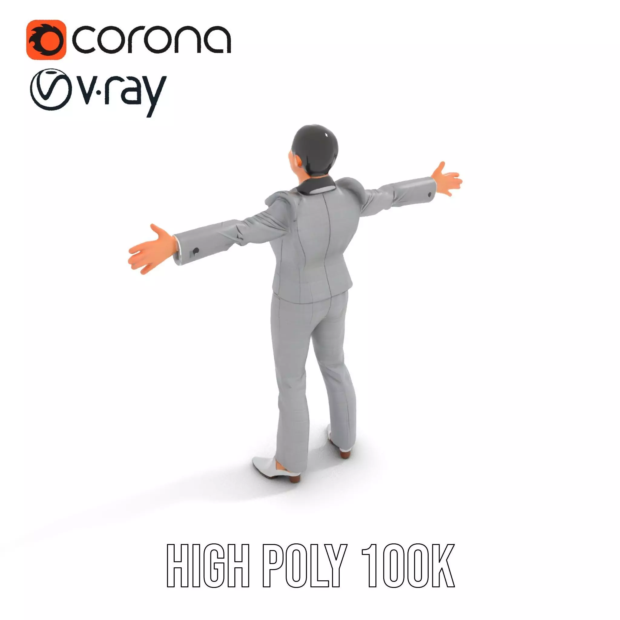 Business Attire Female Model Pack for Presentations Low-poly 3D model_10