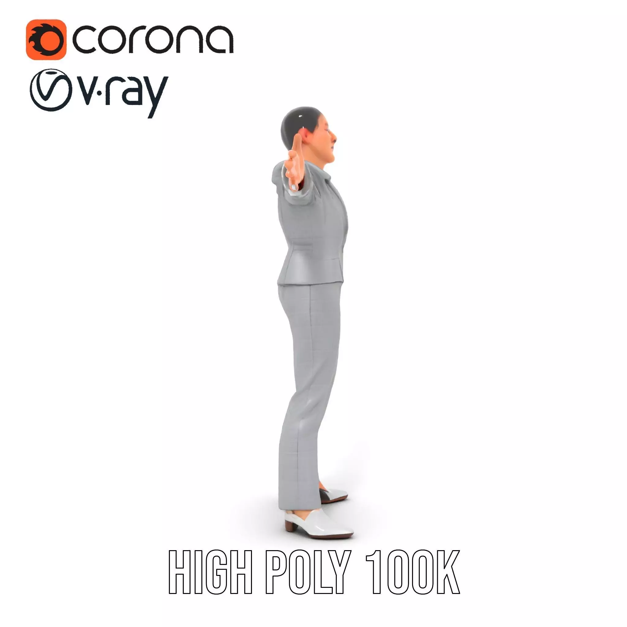 Business Attire Female Model Pack for Presentations Low-poly 3D model_27