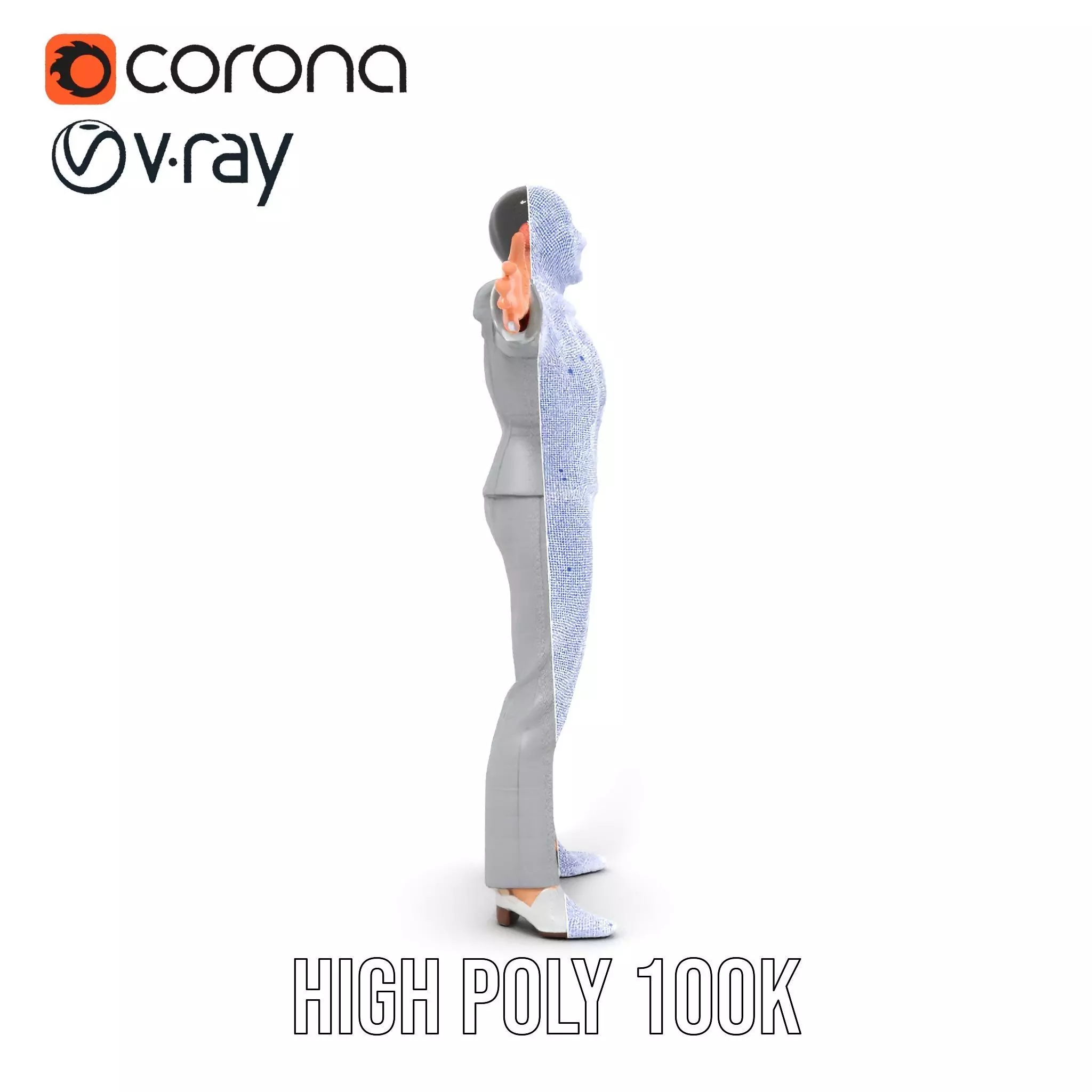 Business Attire Female Model Pack for Presentations Low-poly 3D model_32