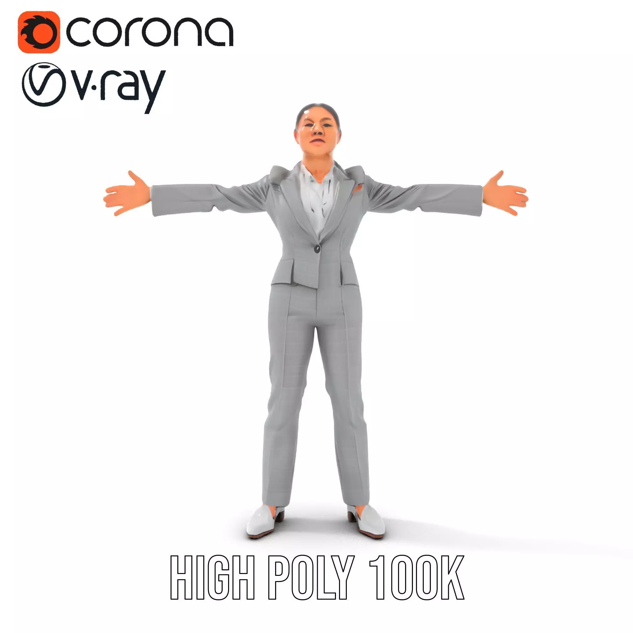 Business Attire Female Model Pack for Presentations Low-poly 3D model_18