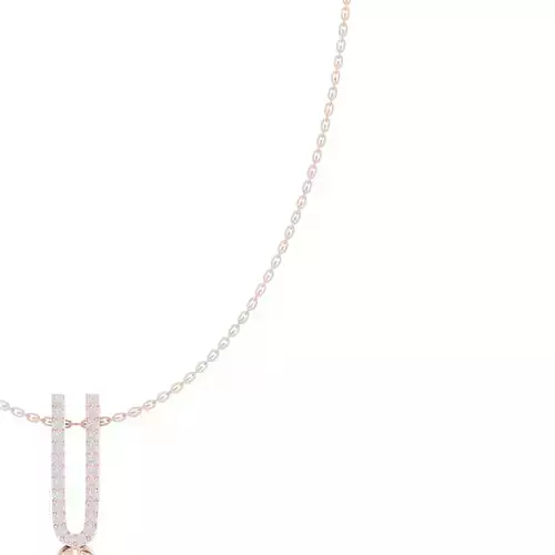 Round Diamond U Symbol Pendant For A Necklace