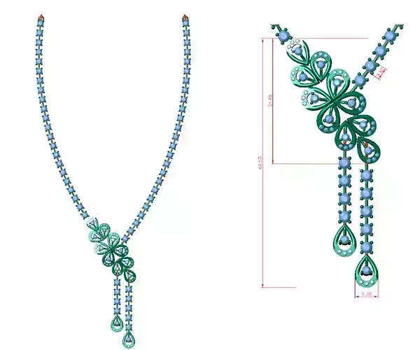 Floral Design Necklace For Woman 3DM STL  3D print model