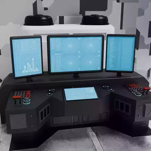 Sci Fi Computer Control Desk Space Station  Lab 3D Asset