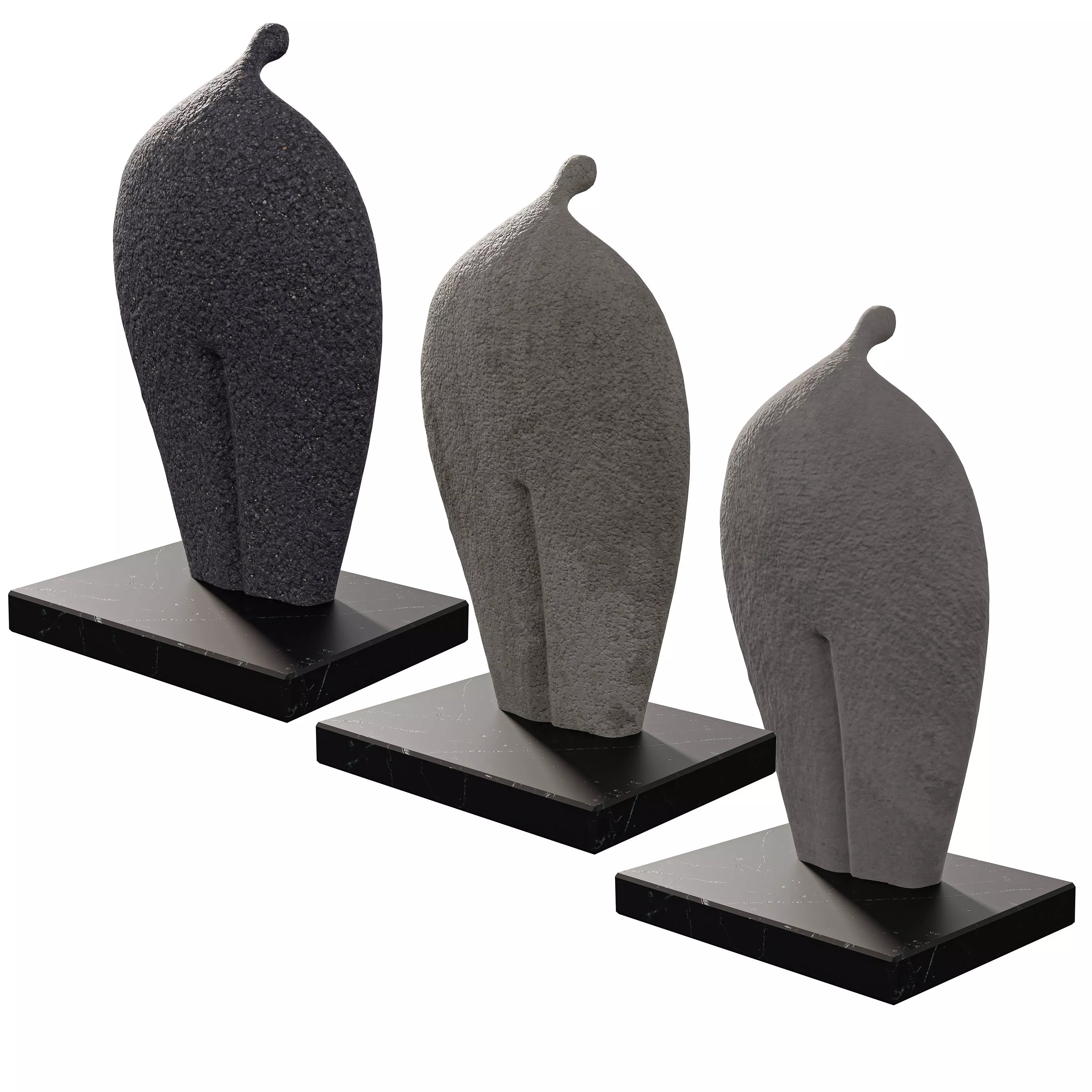 Concret Statue 03 Type Low-poly 3D model_5