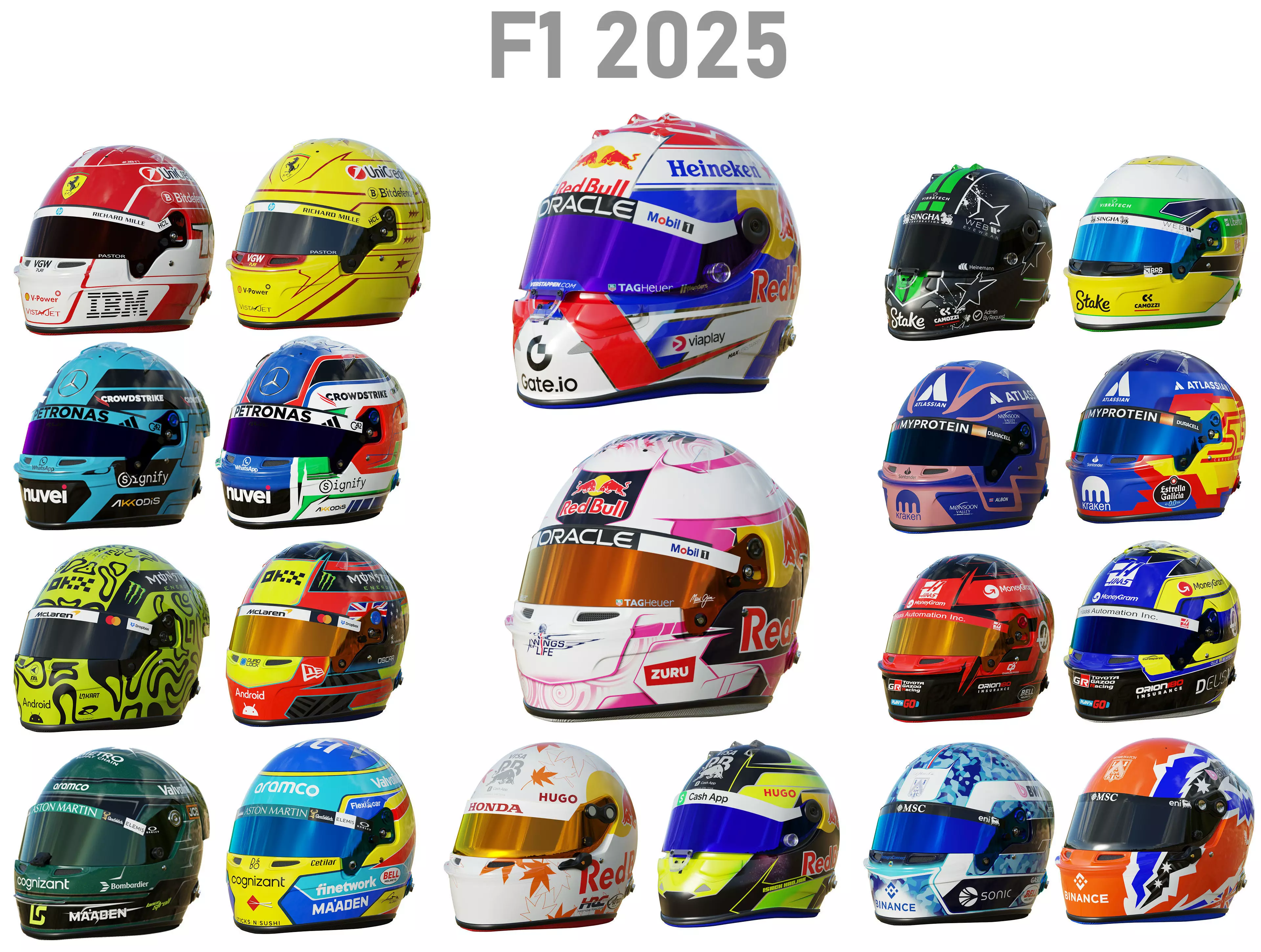 F1 Helmet Pack 2025 3D Model Collection_0