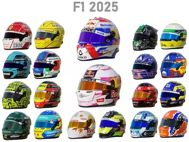 F1 Helmet Pack 2025 3D Model Collection