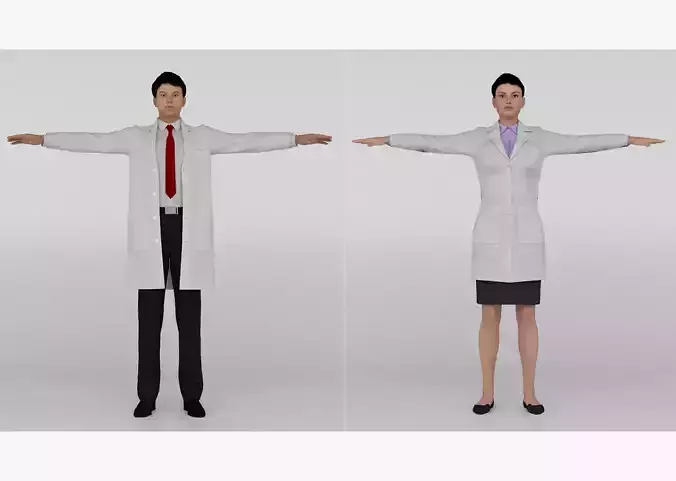 Male and Female Doctor Pack 3D Model Collection