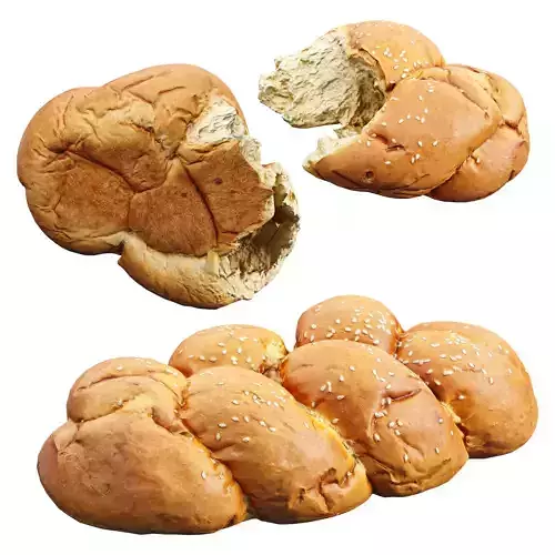 Sesame Braided Loaf Vol 03 Low-poly 3D model