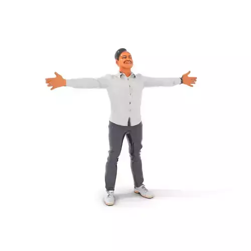 Casual Male Outfit Model Pack with Arm Spread Low-poly 3D model