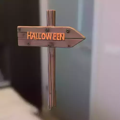Halloween Wooden Signpost Low-poly 3D model