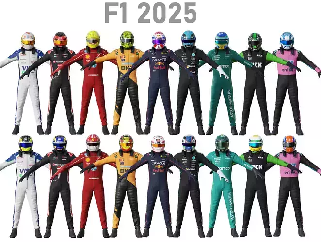 F1 Race Suit Pack 2025 3D Model Collection