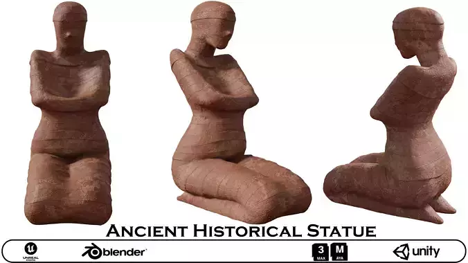  Seated Mummy Clay Statue