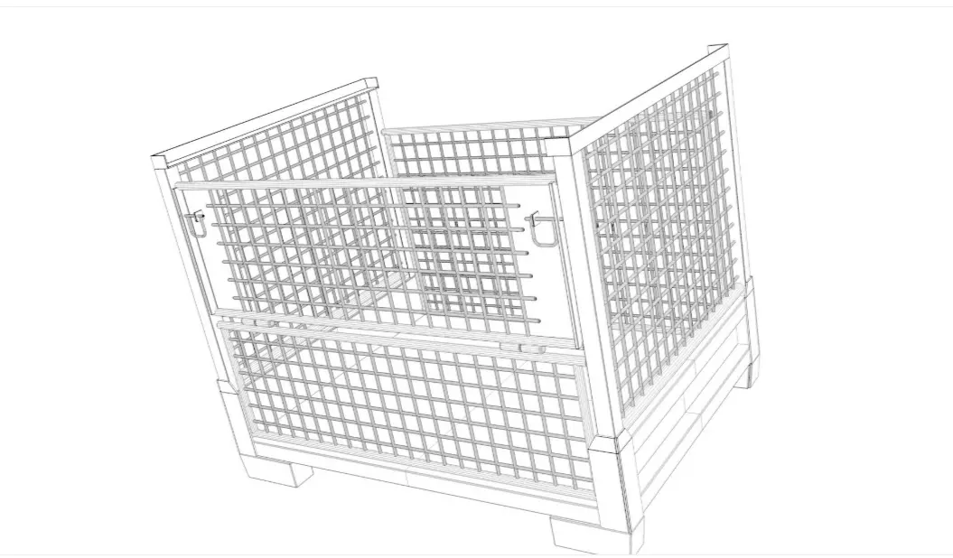 Collapsible Cage Pallet 3D model_5