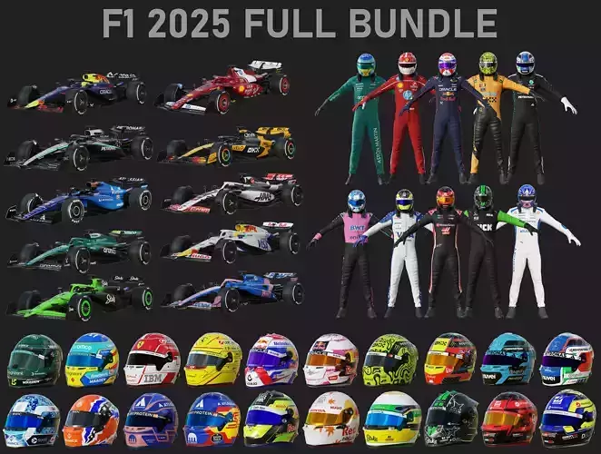Formula 1 2025 Season Full Bundle 3D Model Collection