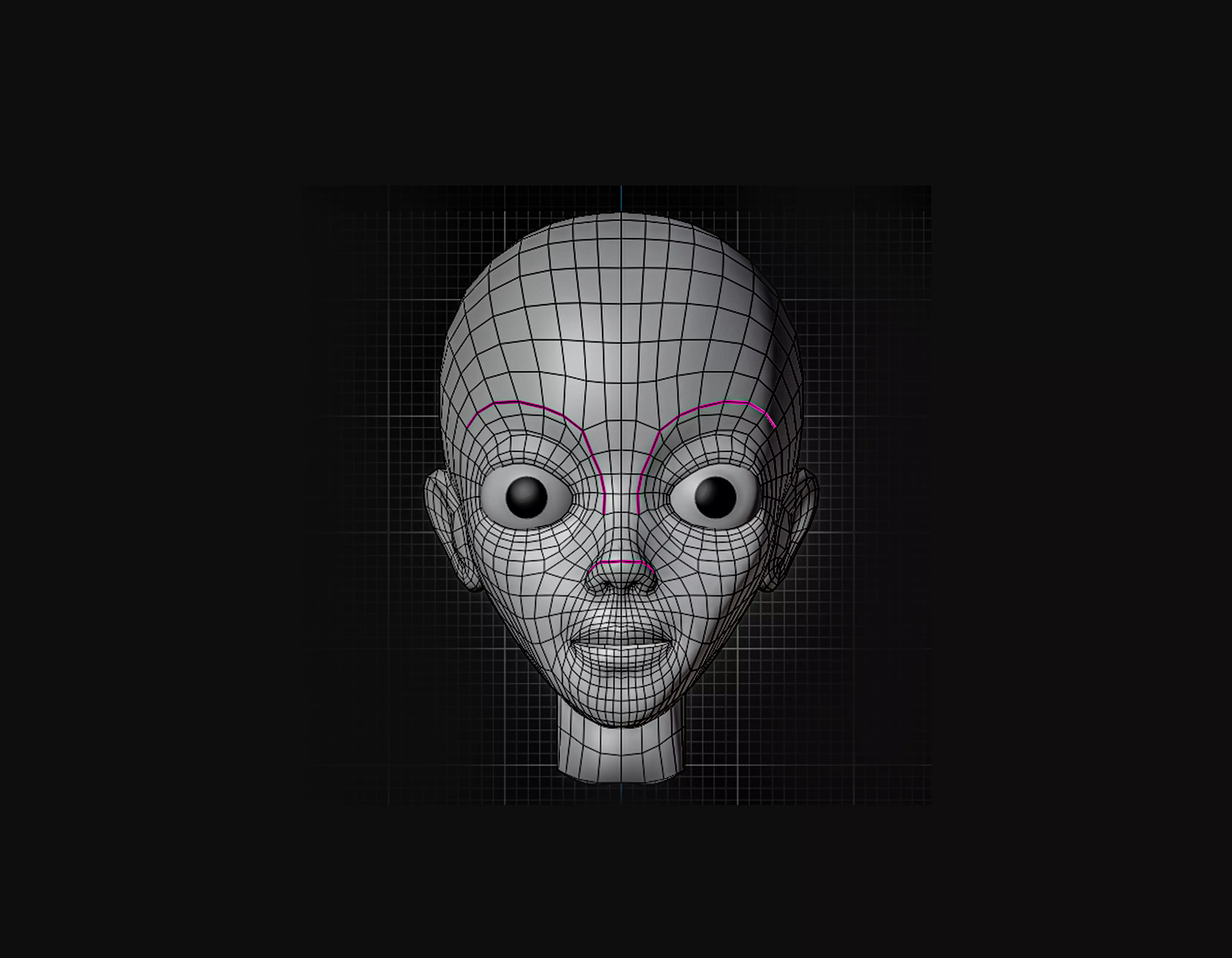 Female Head Base Model Low-poly 3D model_2