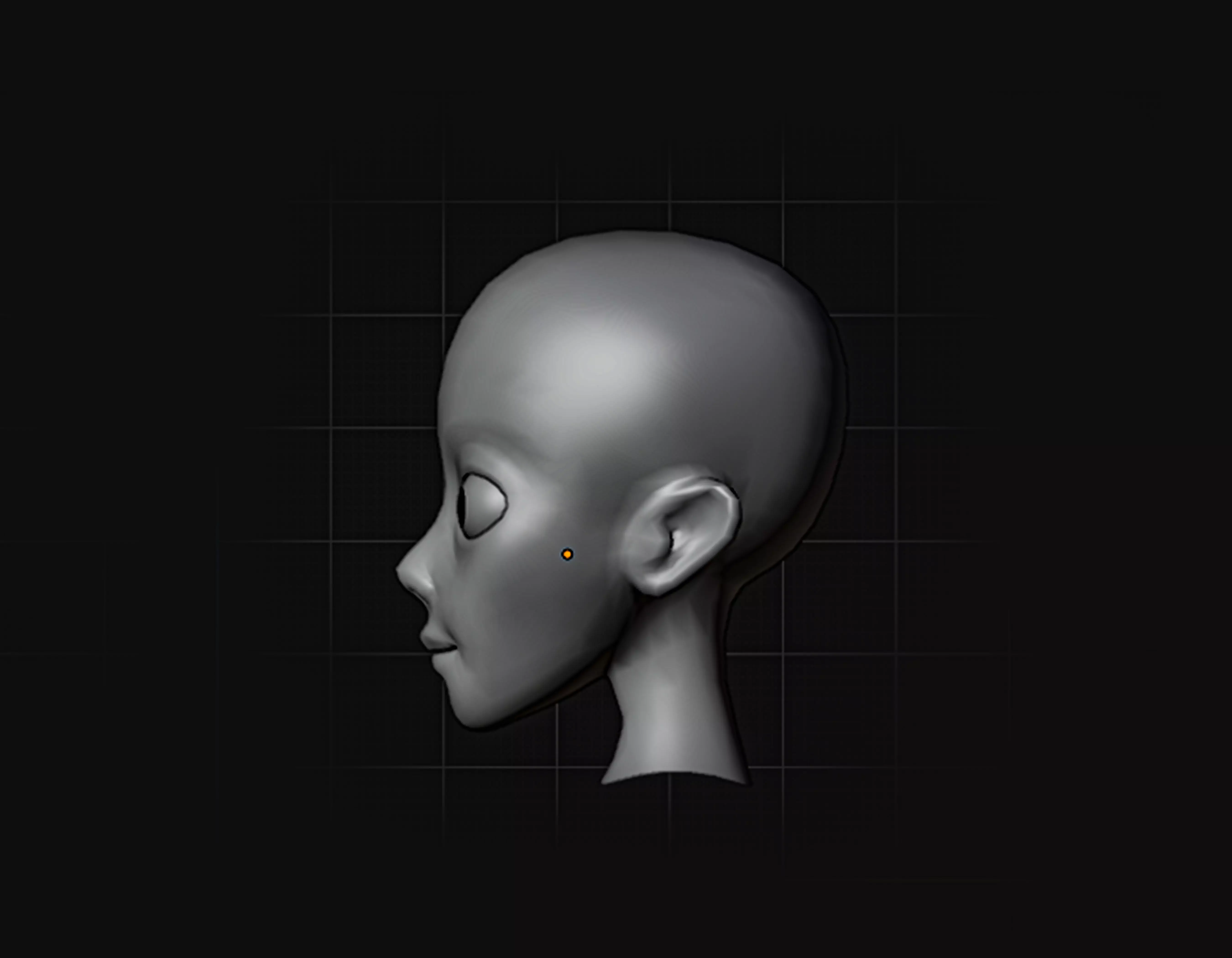 Female Head Base Model Low-poly 3D model_1