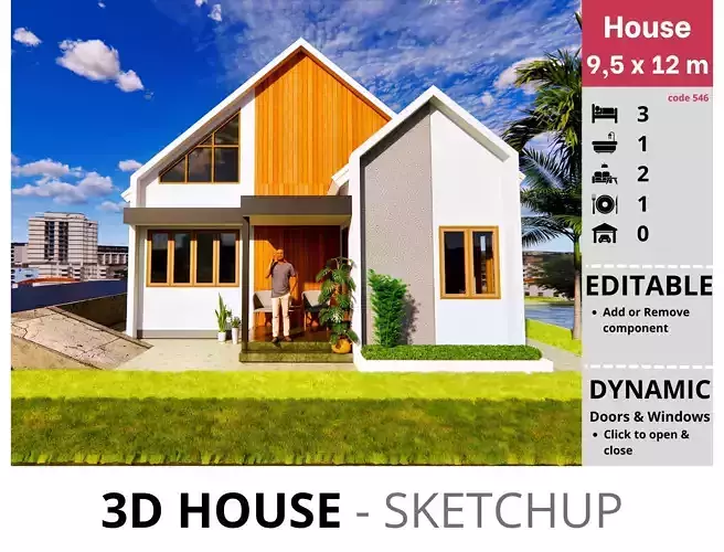 House 9x12m code 546 - Sketchup 3D model 3D model