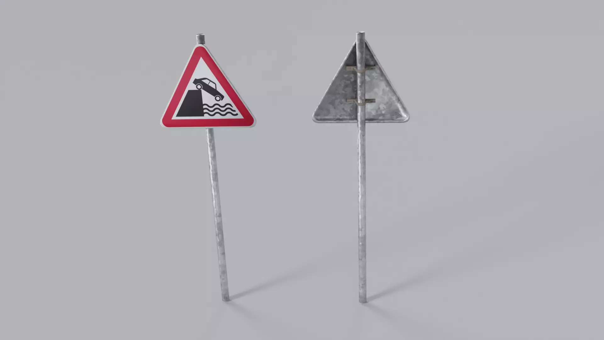 Warning Traffic Sign Pack  Low-poly 3D model_2