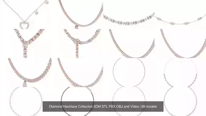 Diamond Necklace Collection 3DM STL FBX OBJ and Video 