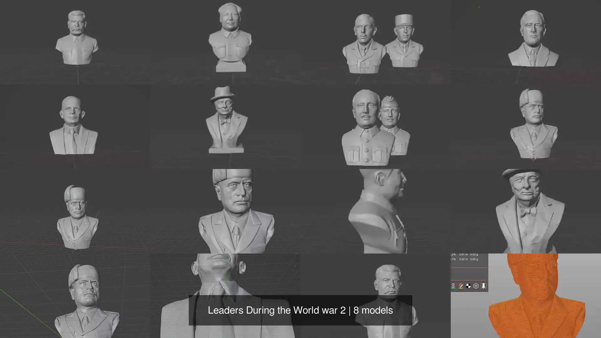 Leaders During the World war 2 3D Model Collection_1