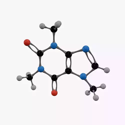 Caffeine Molecule Low-poly 3D model