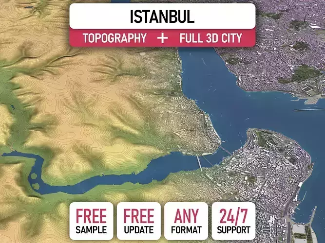 Istanbul - 3D City Topography Terrain 3D Model Collection