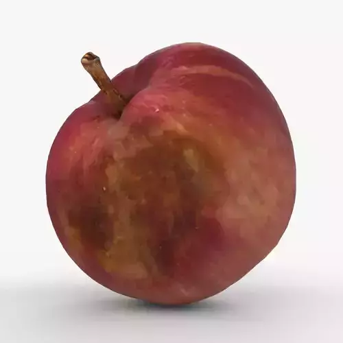 Photorealistic 3D scan of rotten wrinkly overripe old ugly apple
