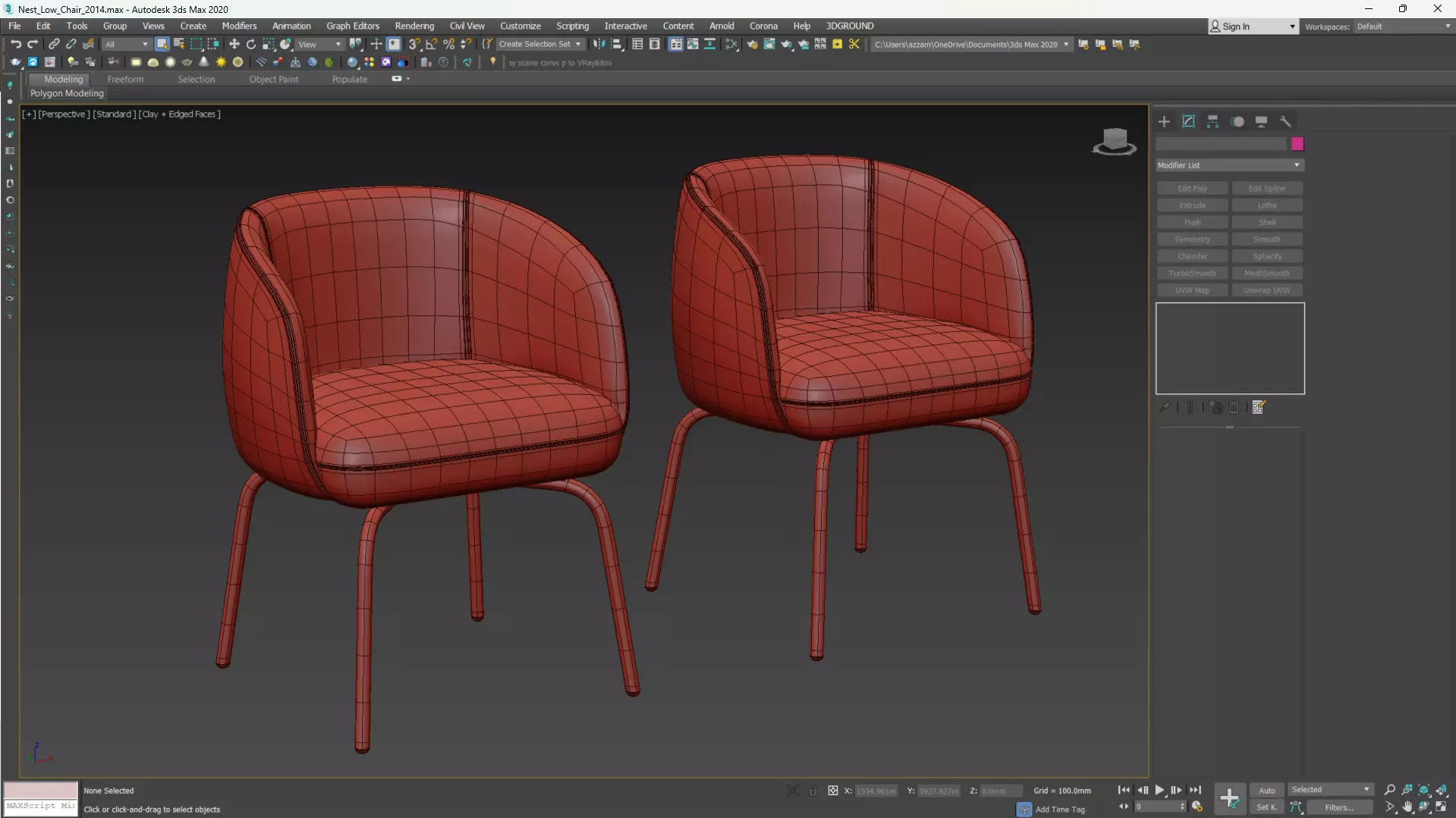 Nest Low Chair Low-poly 3D model_9
