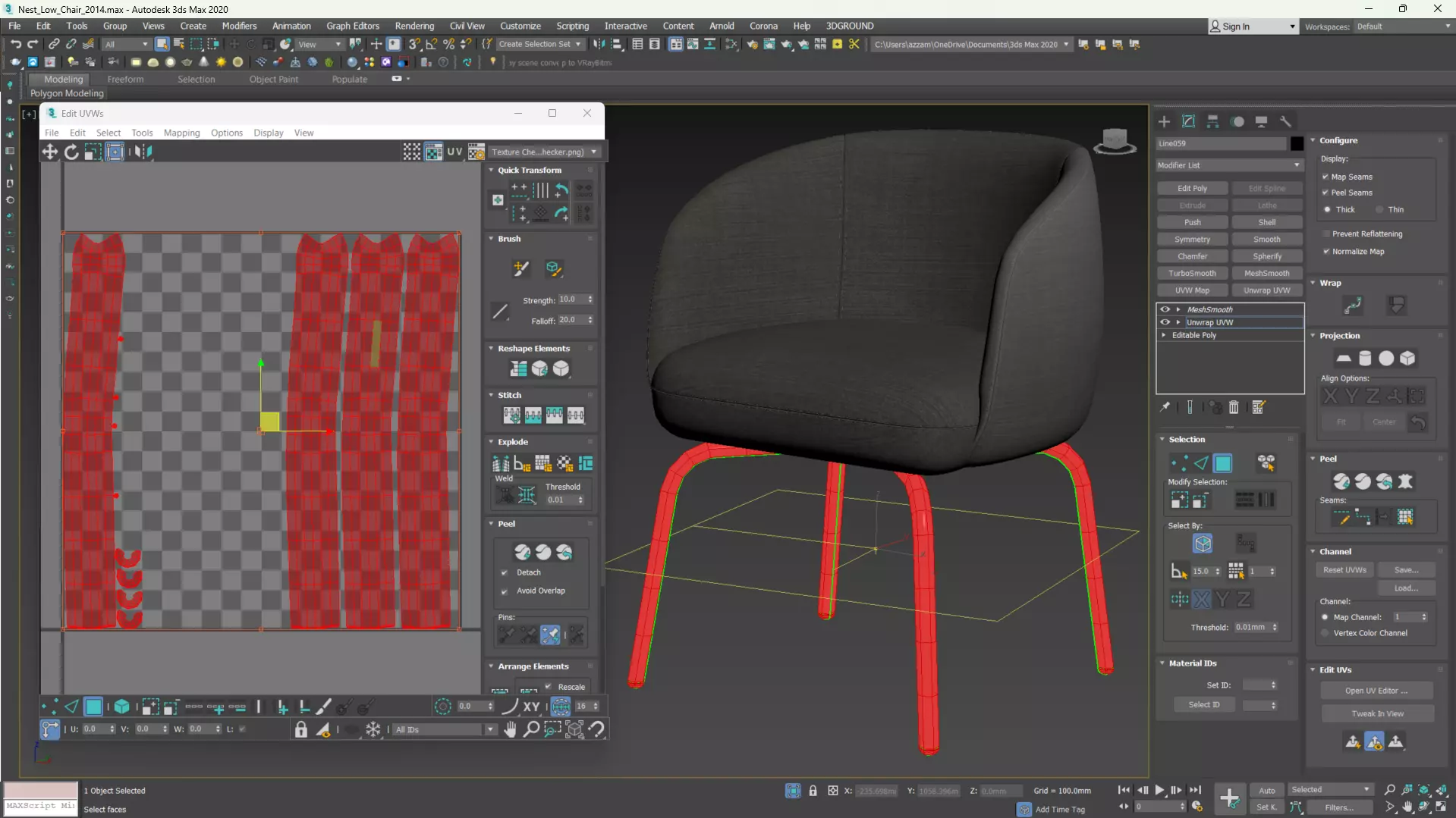 Nest Low Chair Low-poly 3D model_15