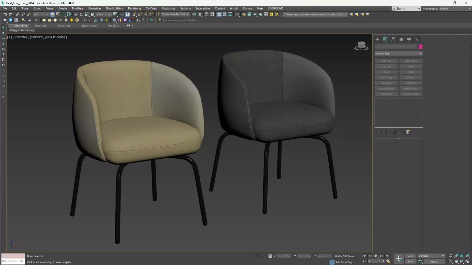 Nest Low Chair Low-poly 3D model_8