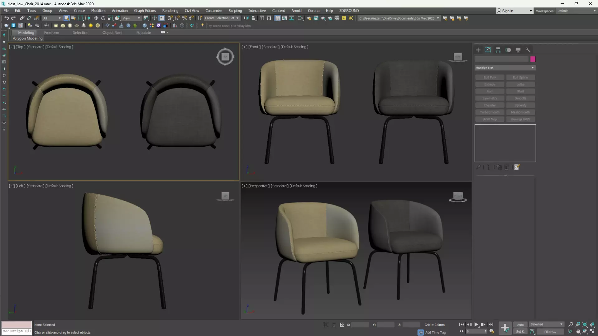 Nest Low Chair Low-poly 3D model_7