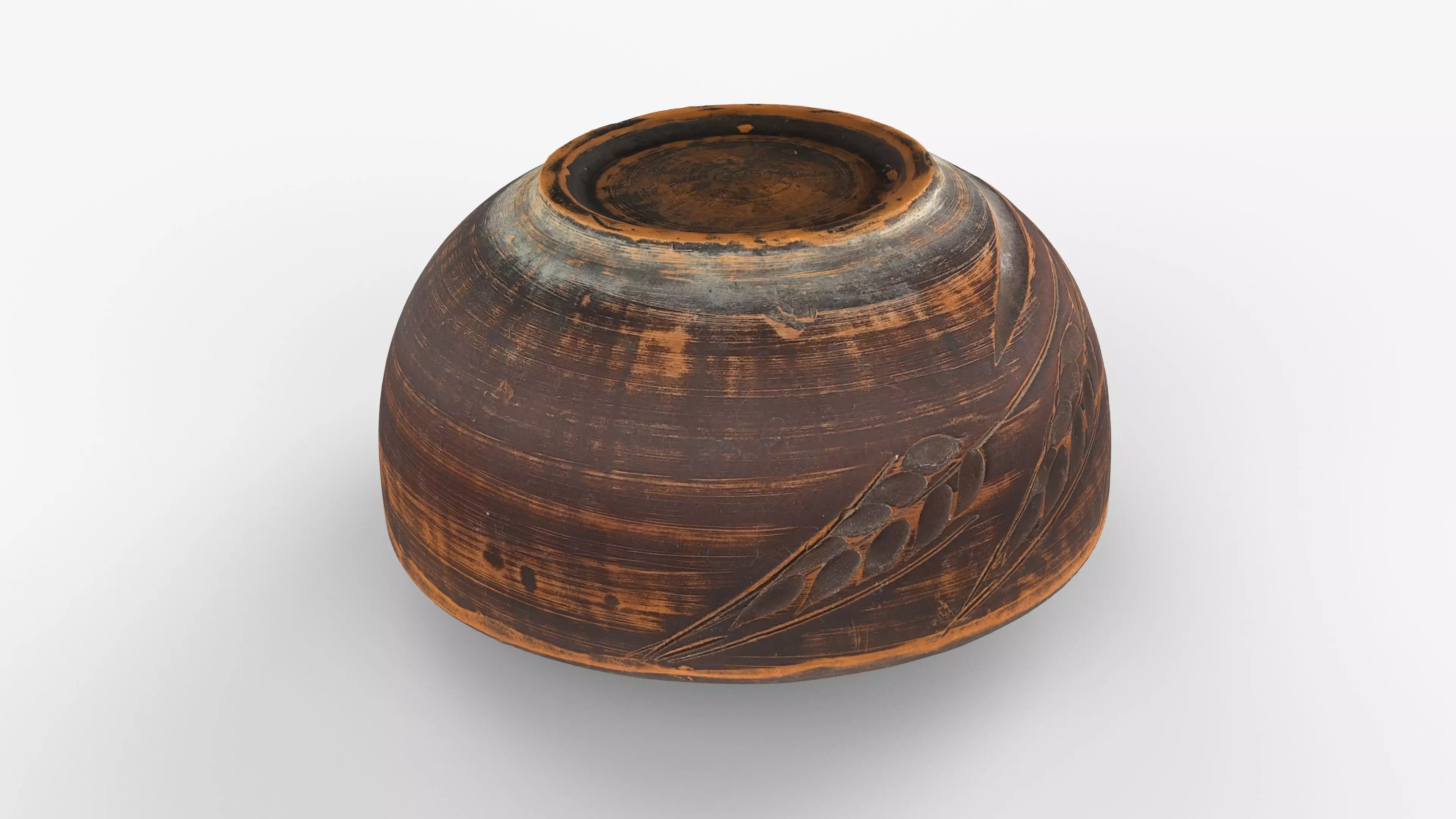 Photorealistic 3D scan of fresh blueberries in rustic clay bowl Low-poly 3D model_8