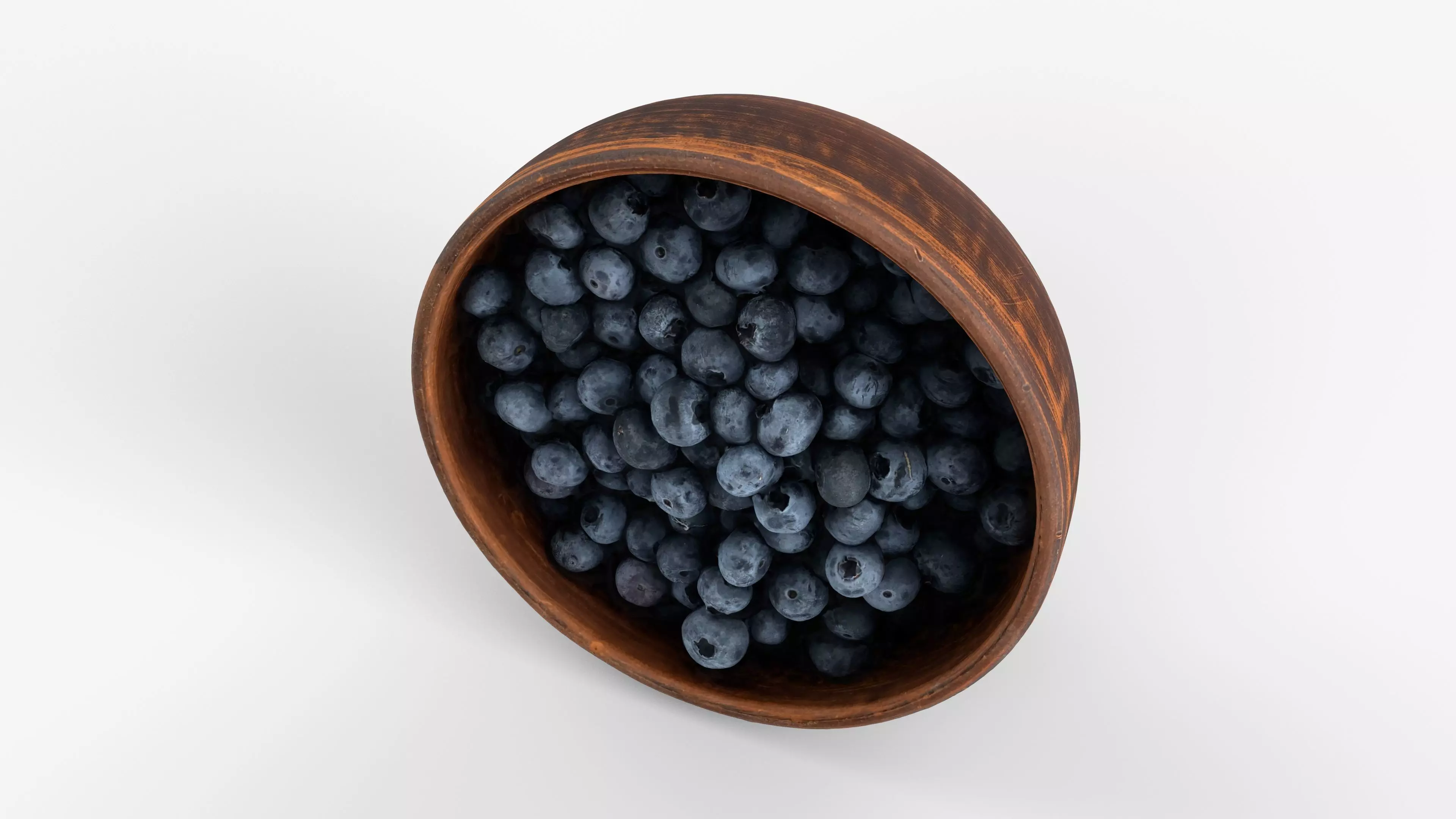 Photorealistic 3D scan of fresh blueberries in rustic clay bowl Low-poly 3D model_9