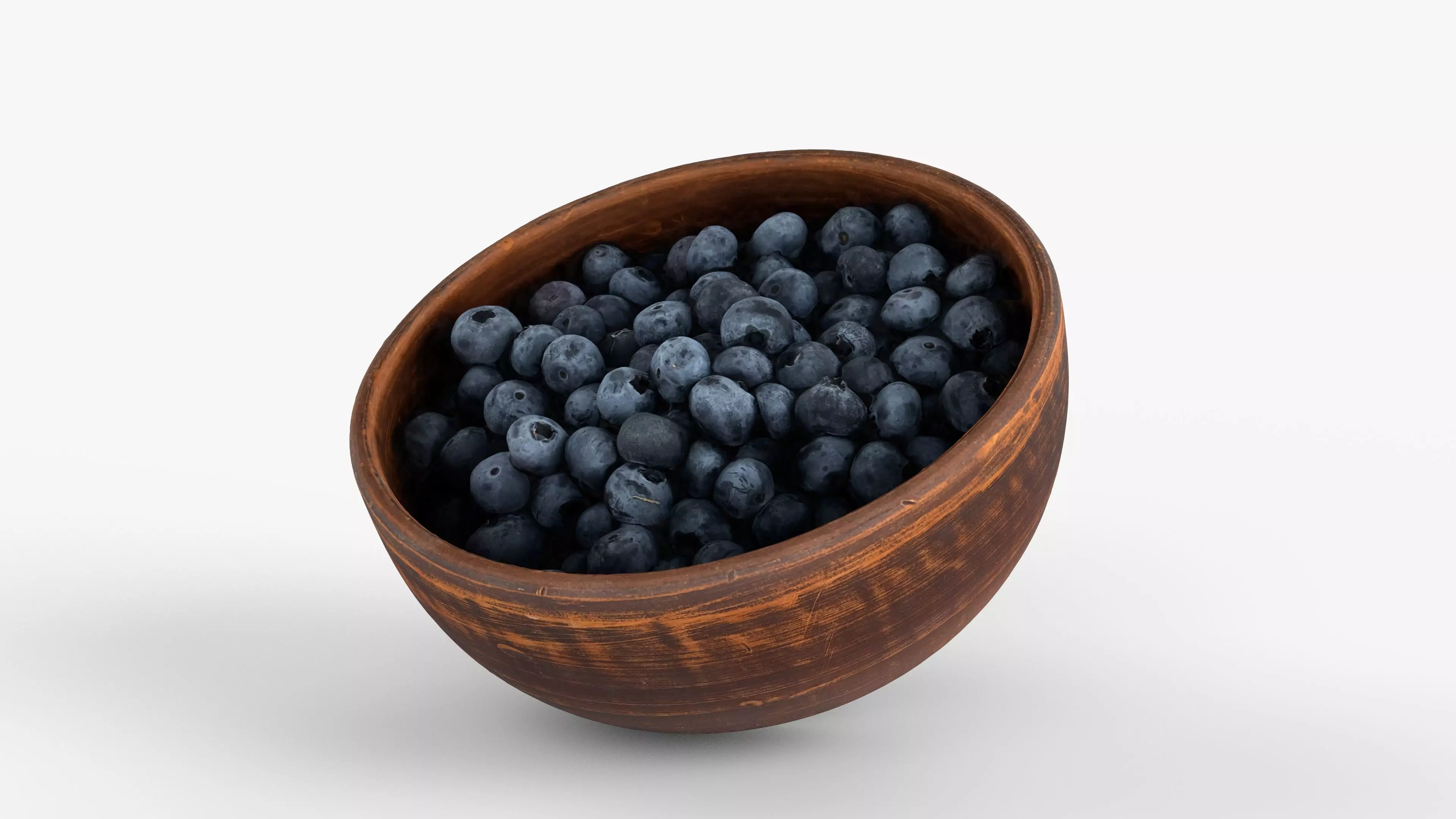 Photorealistic 3D scan of fresh blueberries in rustic clay bowl Low-poly 3D model_14