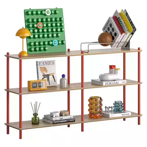 LIURE shelving with mid-century decor 3D model