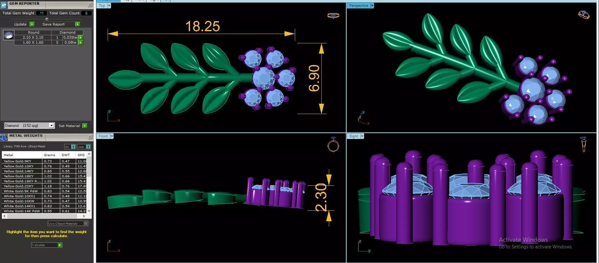 Round Diamond Leaf Design Bracelet 3DM STL Video 3D print model_12
