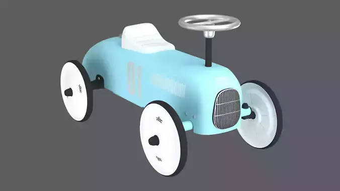 Retro Push Car Toy 3D Model