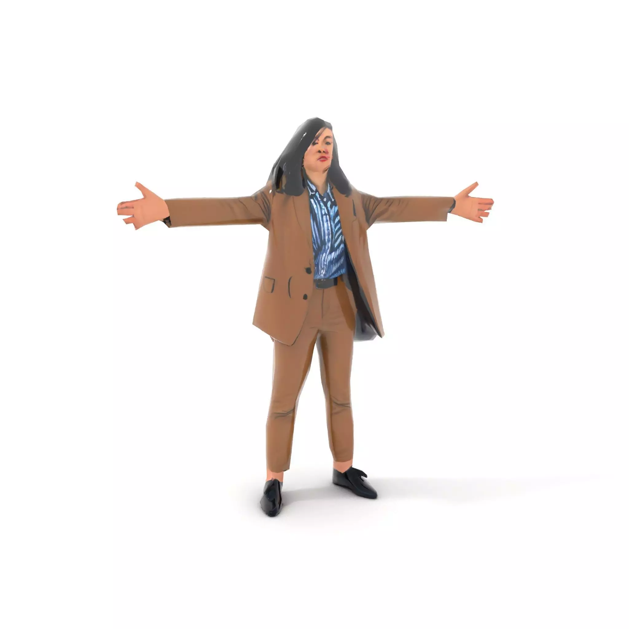 Businesswoman Brown Suit Model Pack Low-poly 3D model_8