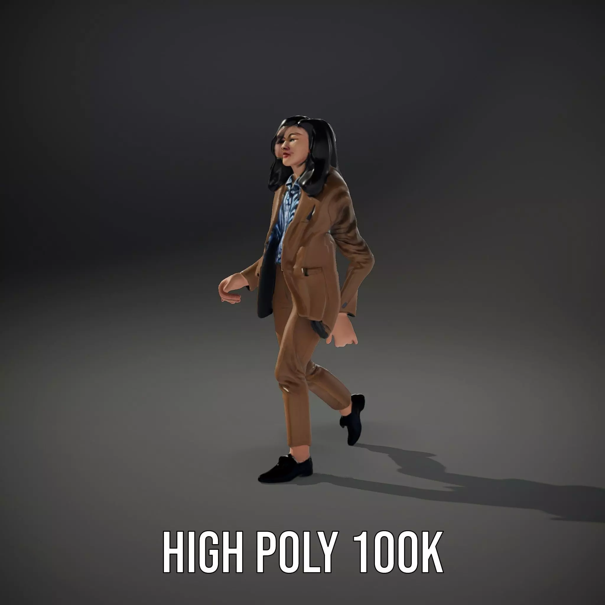 Businesswoman Brown Suit Model Pack Low-poly 3D model_35