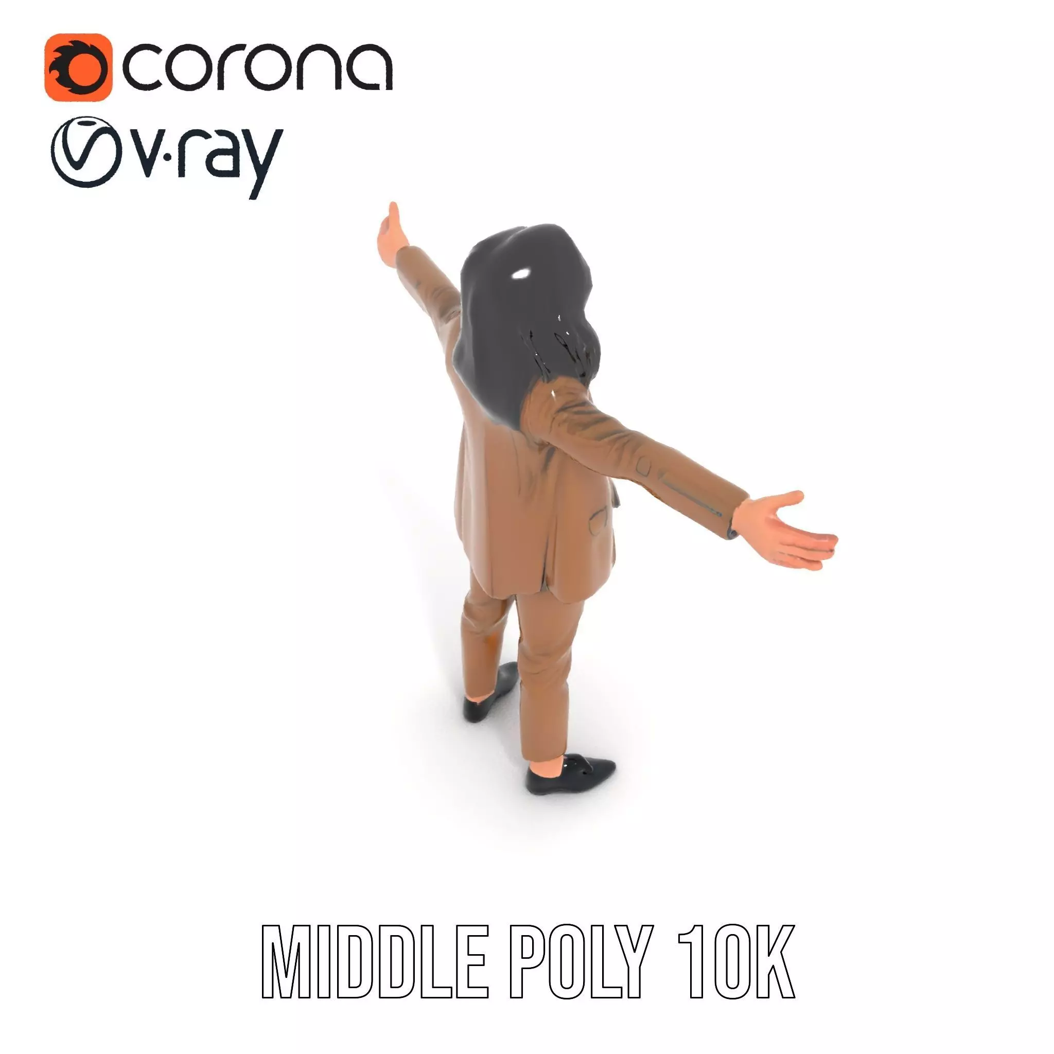 Businesswoman Brown Suit Model Pack Low-poly 3D model_7