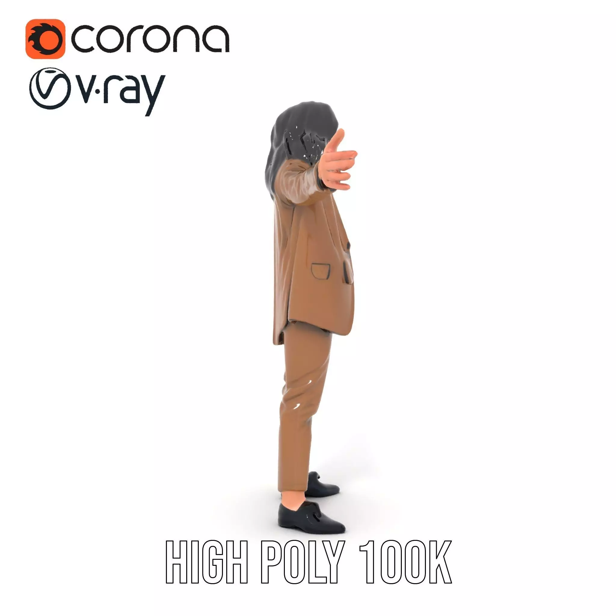 Businesswoman Brown Suit Model Pack Low-poly 3D model_15