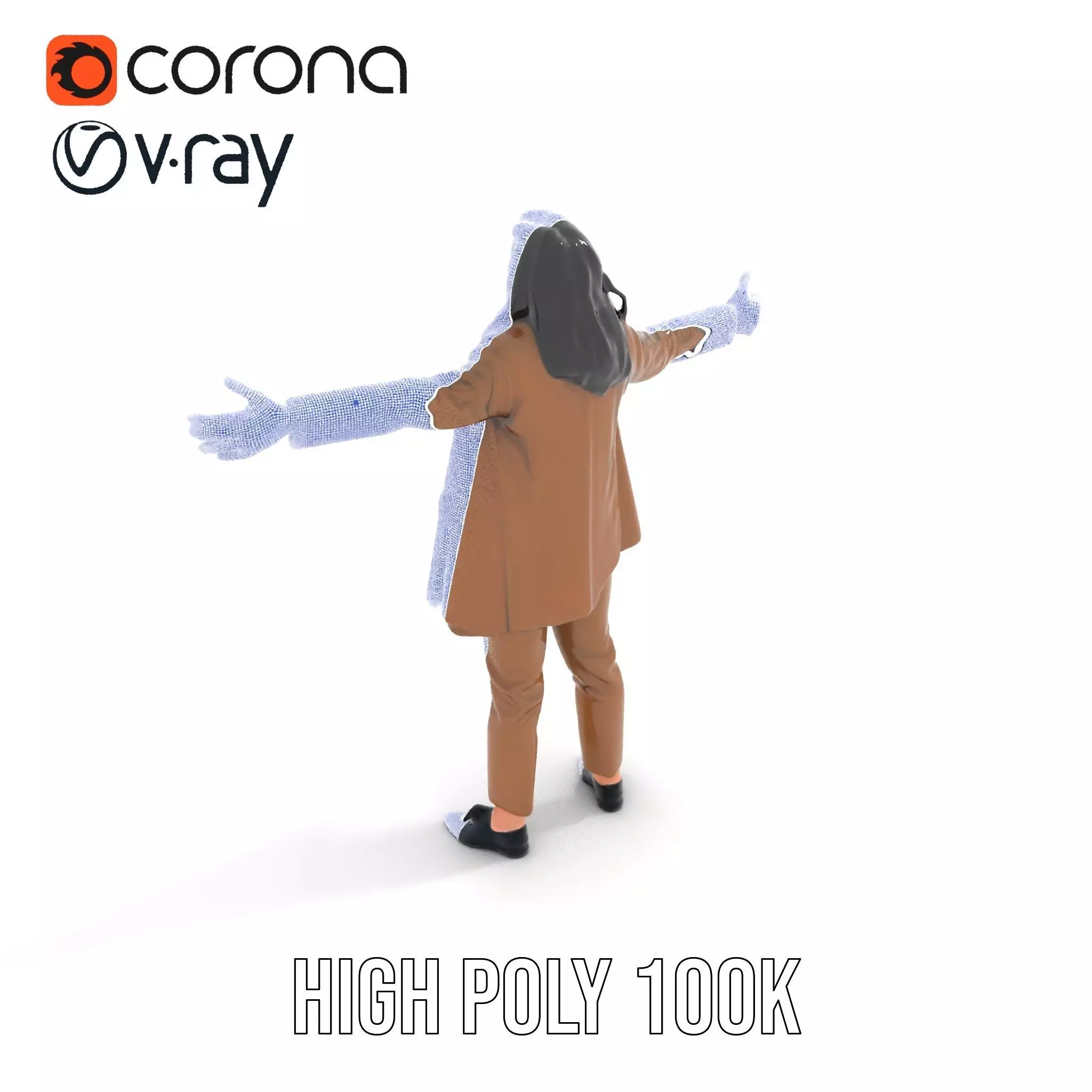 Businesswoman Brown Suit Model Pack Low-poly 3D model_26
