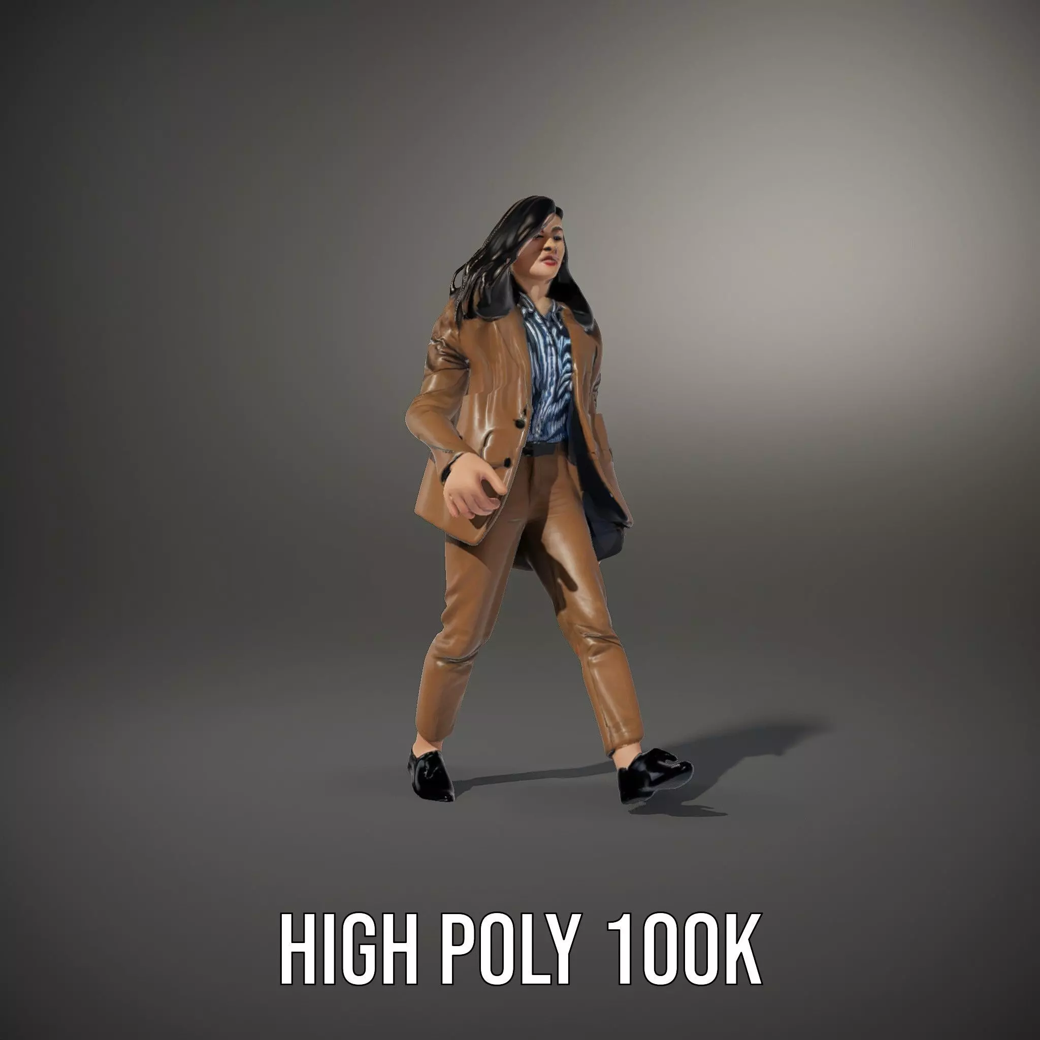 Businesswoman Brown Suit Model Pack Low-poly 3D model_34