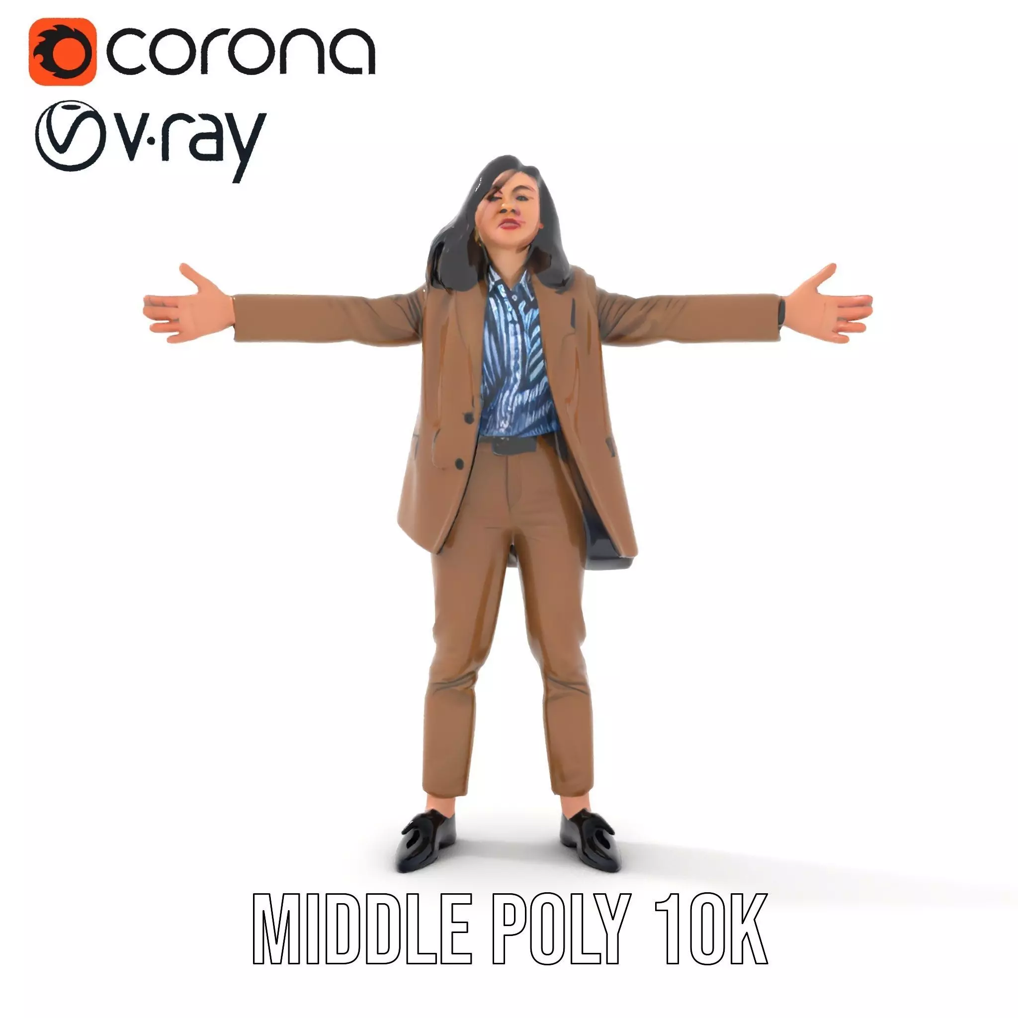 Businesswoman Brown Suit Model Pack Low-poly 3D model_11