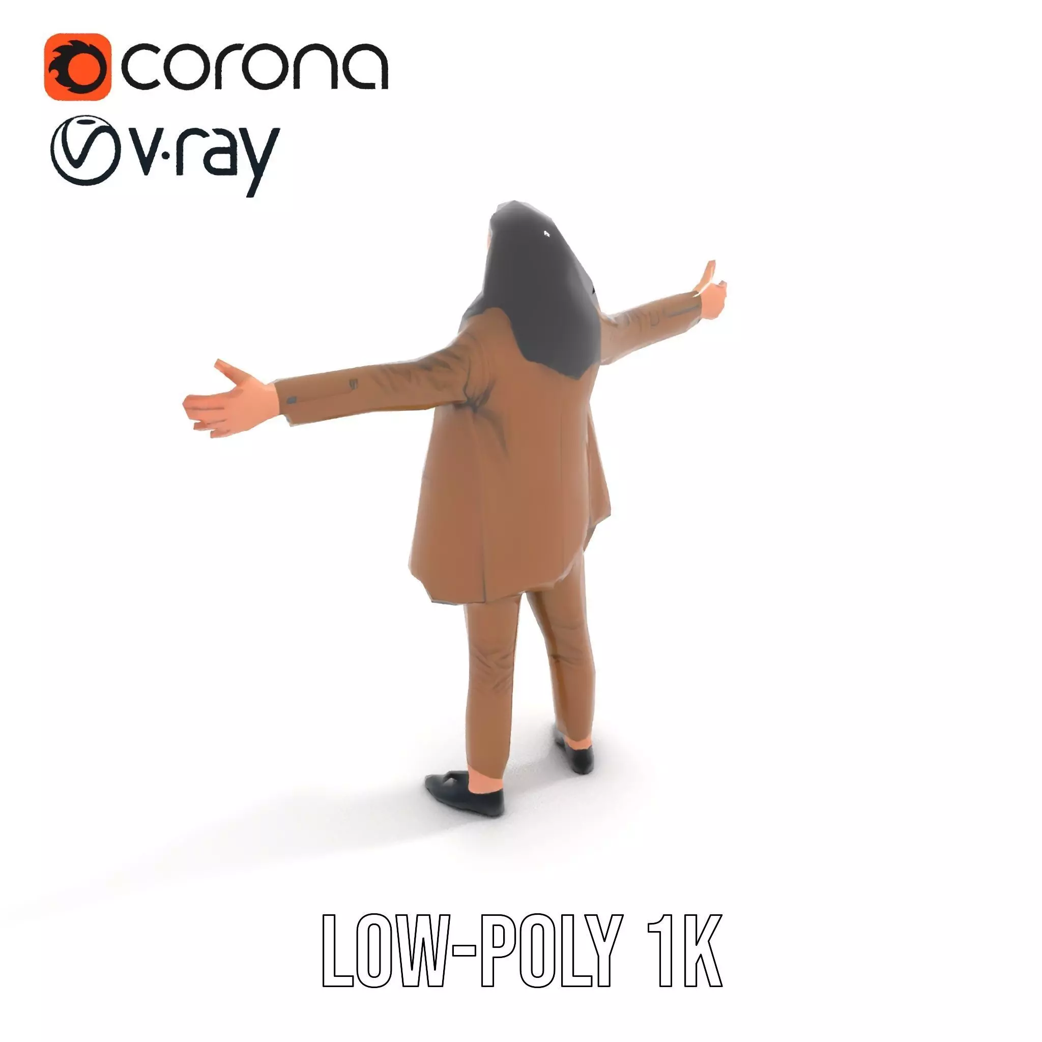 Businesswoman Brown Suit Model Pack Low-poly 3D model_9